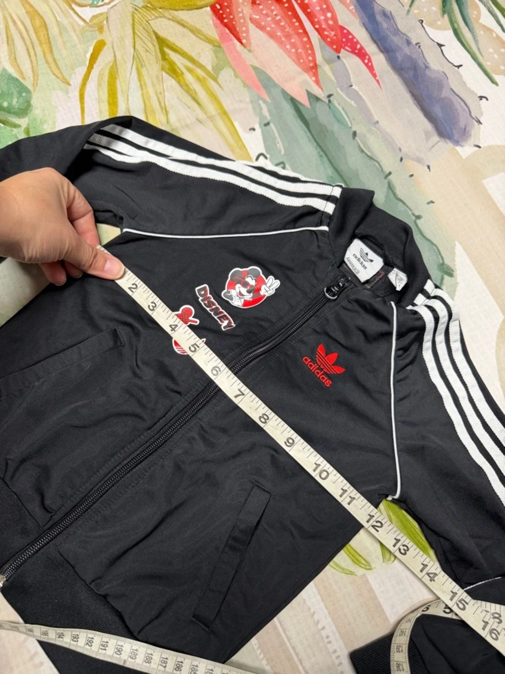 adidas Disney Black Track Jacket White Stripes and Red Accents 3T zipper front